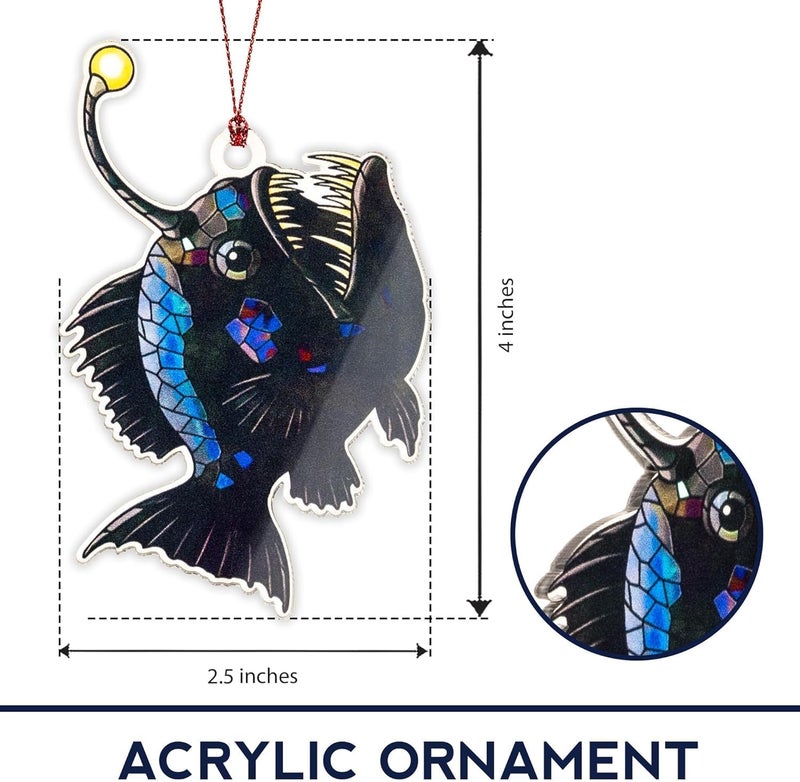 NELXI Anglerfish Christmas Ornaments 2025, Unique Fishing Ornaments for Christmas Tree, Sea Gifts for Fisherman Men Women Boys Teens, Inner Light Inspirational Decoration for Holiday Display, Ugly Ornament - Image 1